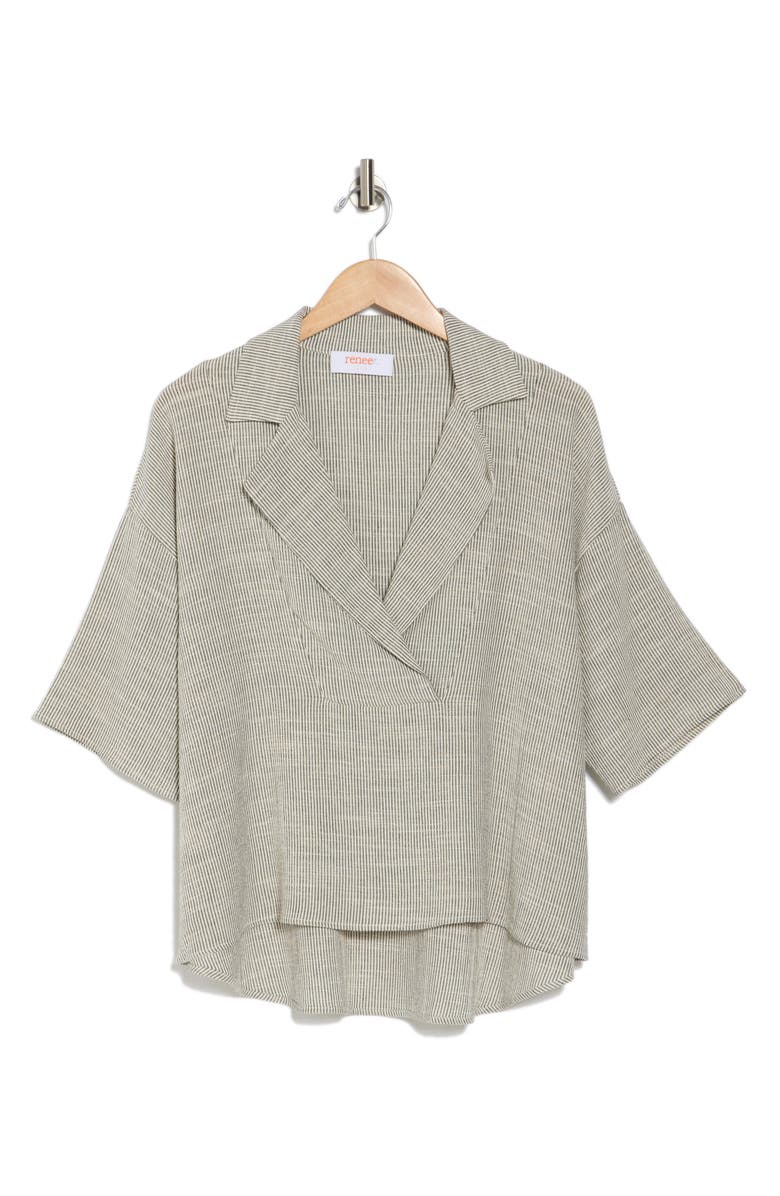 Renee C Oversize Stripe Short Sleeve Cotton Blend Top, Alternate, color, Grey