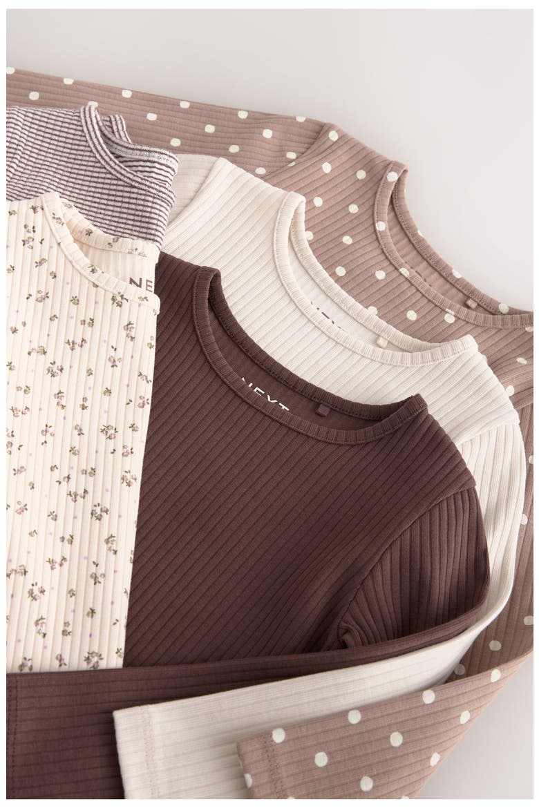 Kids' 5-Pack Rib Assorted Long Sleeve Tops, Alternate, color, NEUTRAL