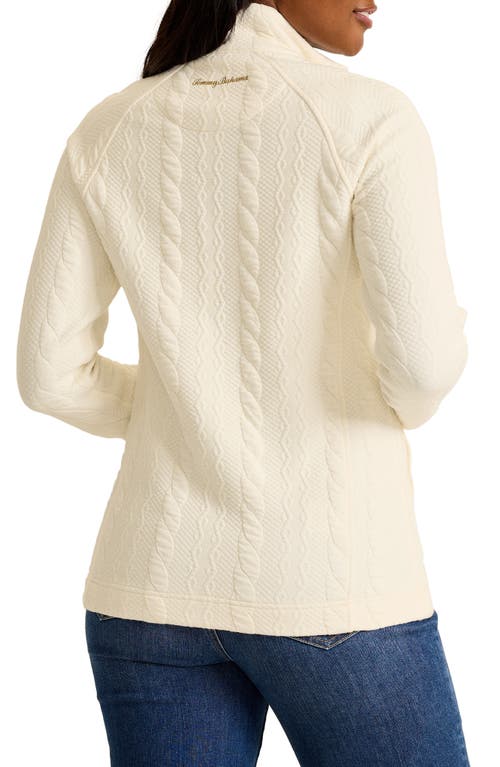 Tommy Bahama Aruba Cable Stitch Full Zip Sweatshirt In Neutral