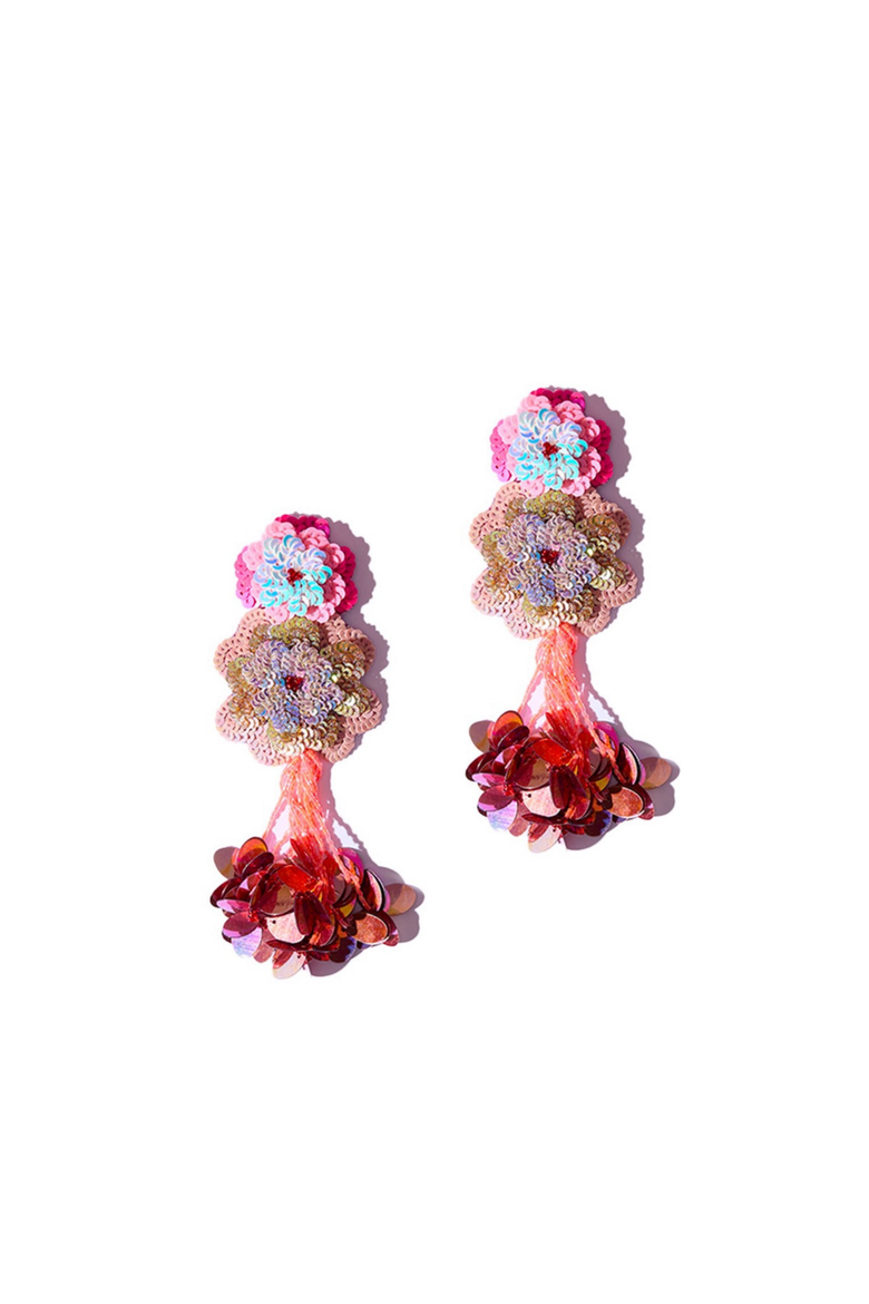 Peony Earrings, Main, color, Orange