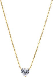 BY ADINA EDEN CZ Solitaire Heart Pendant Necklace
