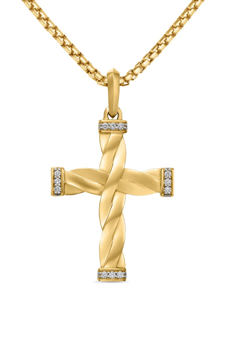 David Yurman Helios Cross Pendant in 18K Yellow Gold with Diamonds, Main, color, 18K Yellow Gold/ Diamond