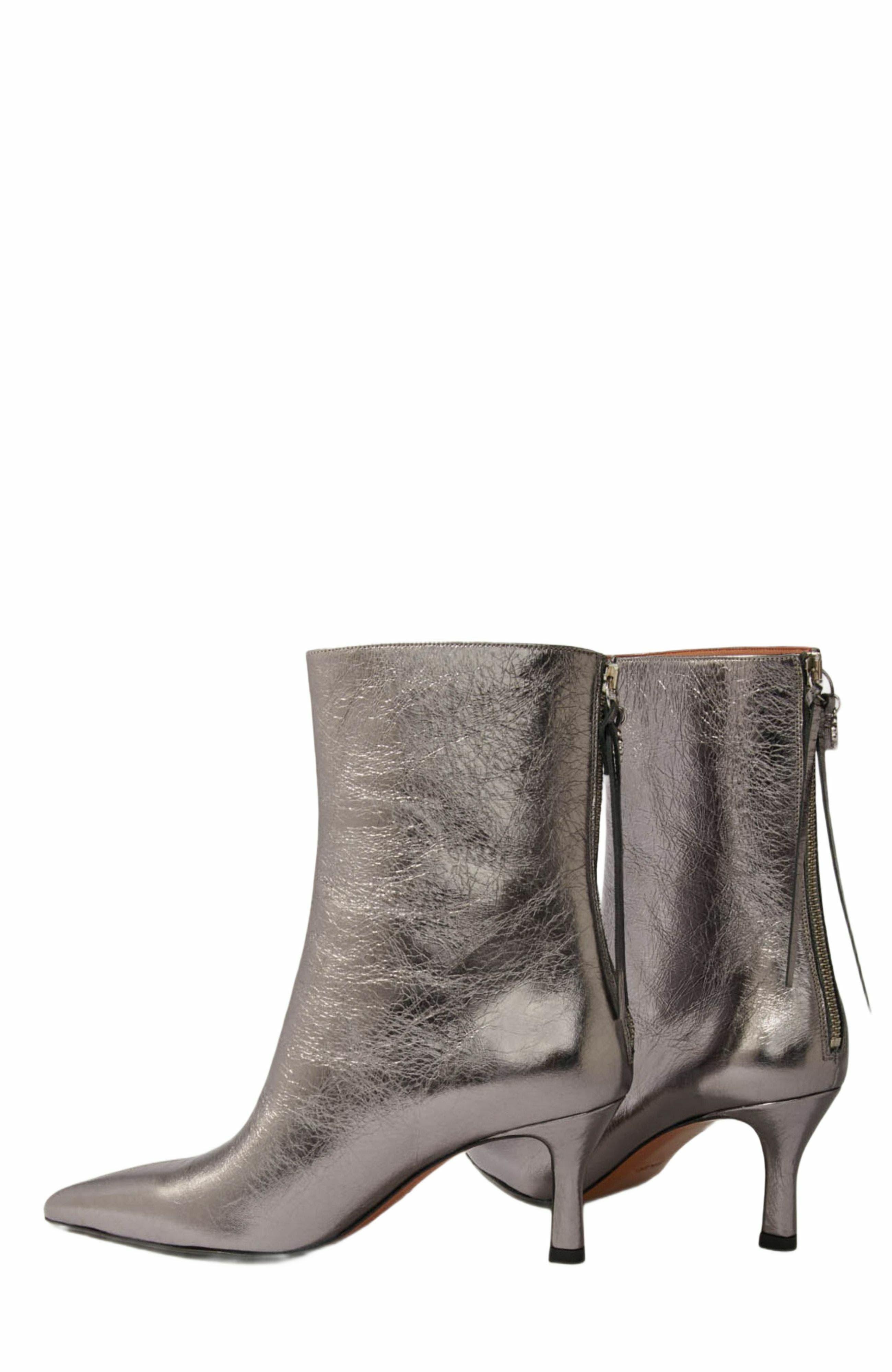 maje Metallic pointed-toe boots, Alternate, color, 