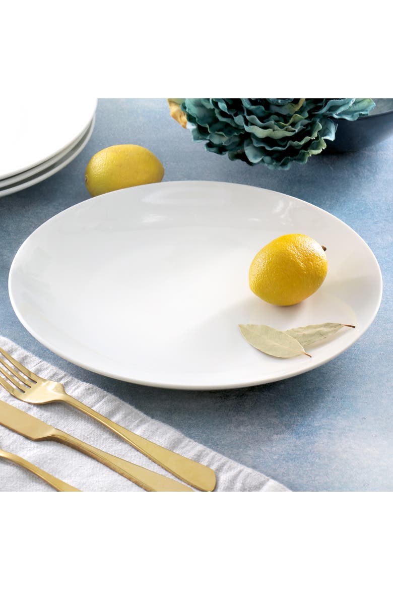 Porcelain 12 Piece Large Round Dinner Plate Set, Alternate, color, White