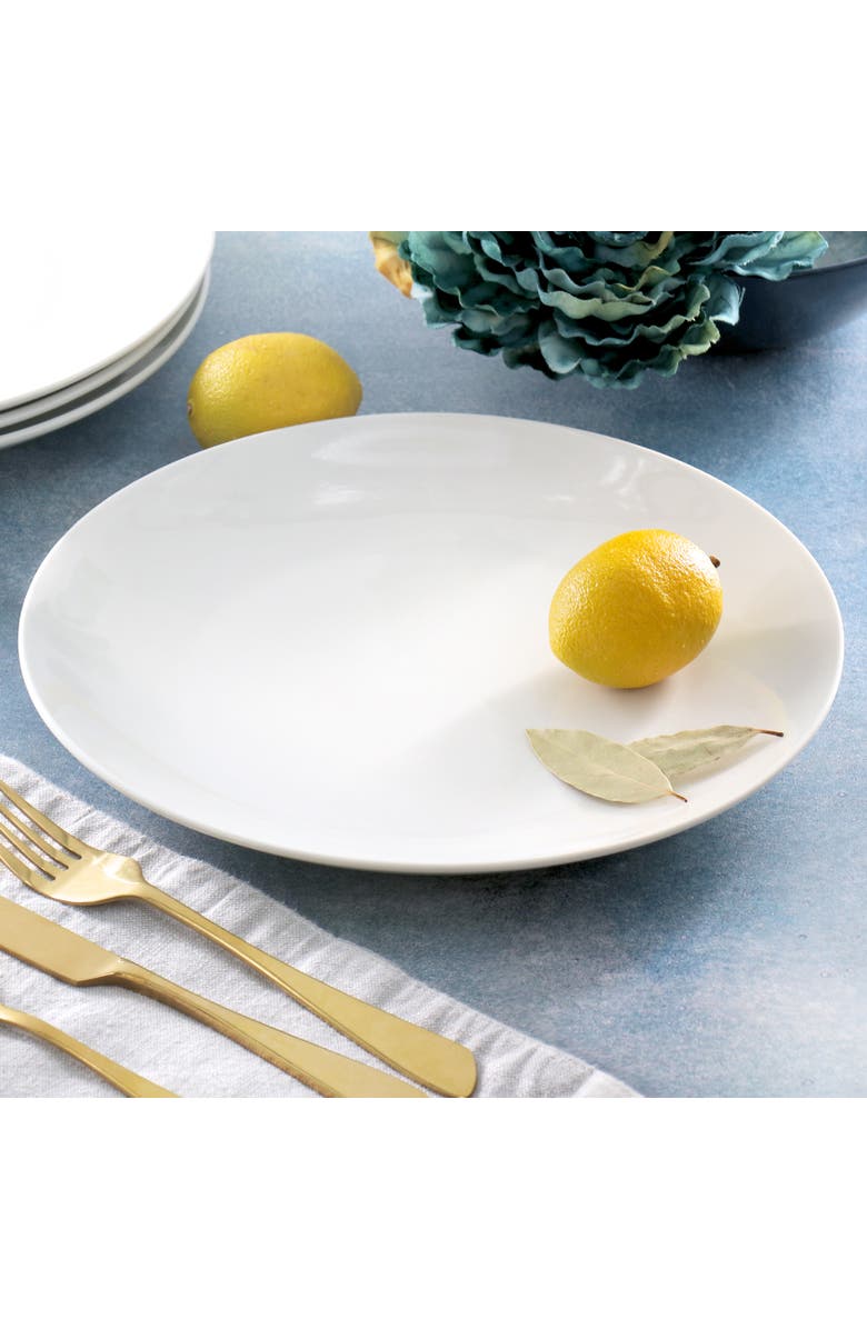 Elama Porcelain 12 Piece Large Round Dinner Plate Set, Alternate, color, White