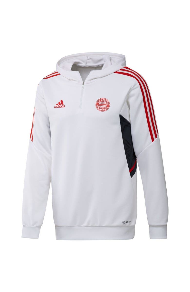 adidas Men's adidas White Bayern Munich Track AEROREADY Quarter-Zip Hoodie, Alternate, color, 