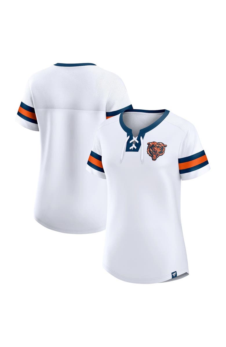 FANATICS Women's Fanatics Branded White Chicago Bears Sunday Best Lace-Up T-Shirt, Main, color,