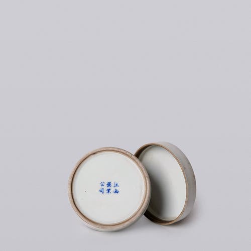 Cobalt Guild Blue And White Porcelain River Landscape Ink Box In Blue