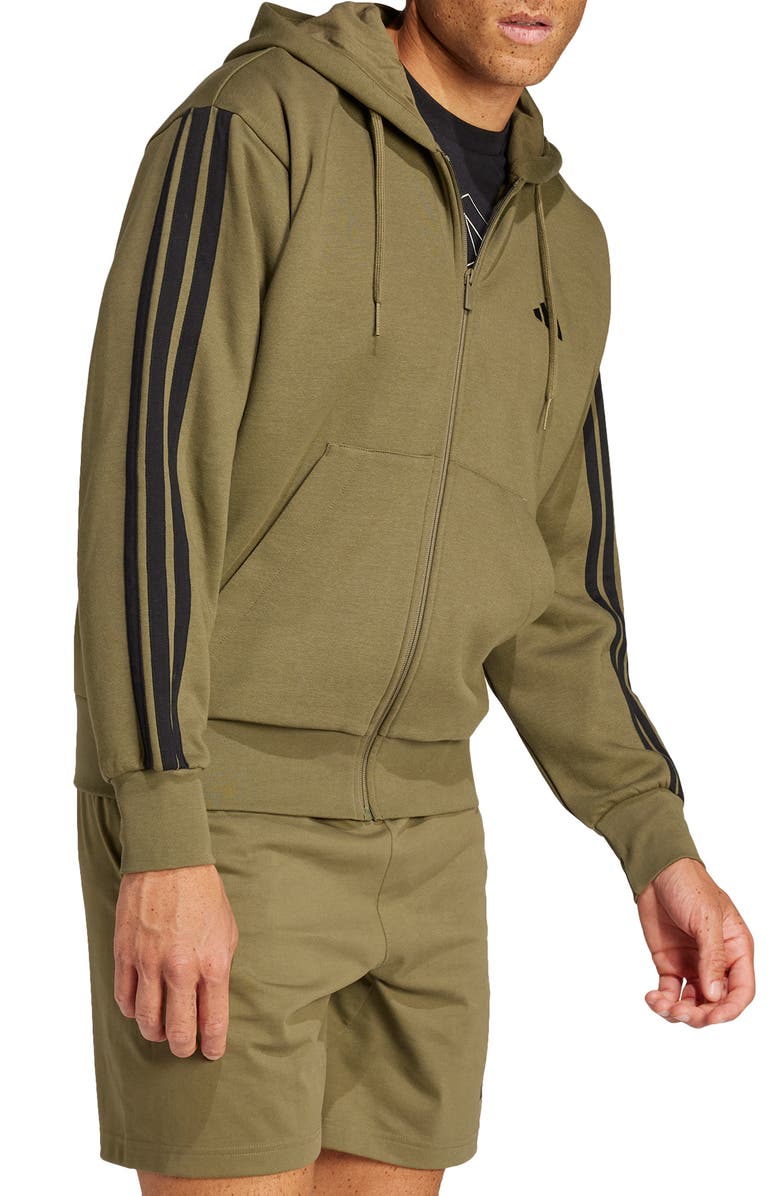 adidas Essentials Feelcozy Fleece Hoodie, Alternate, color, Olive Strata/ Black