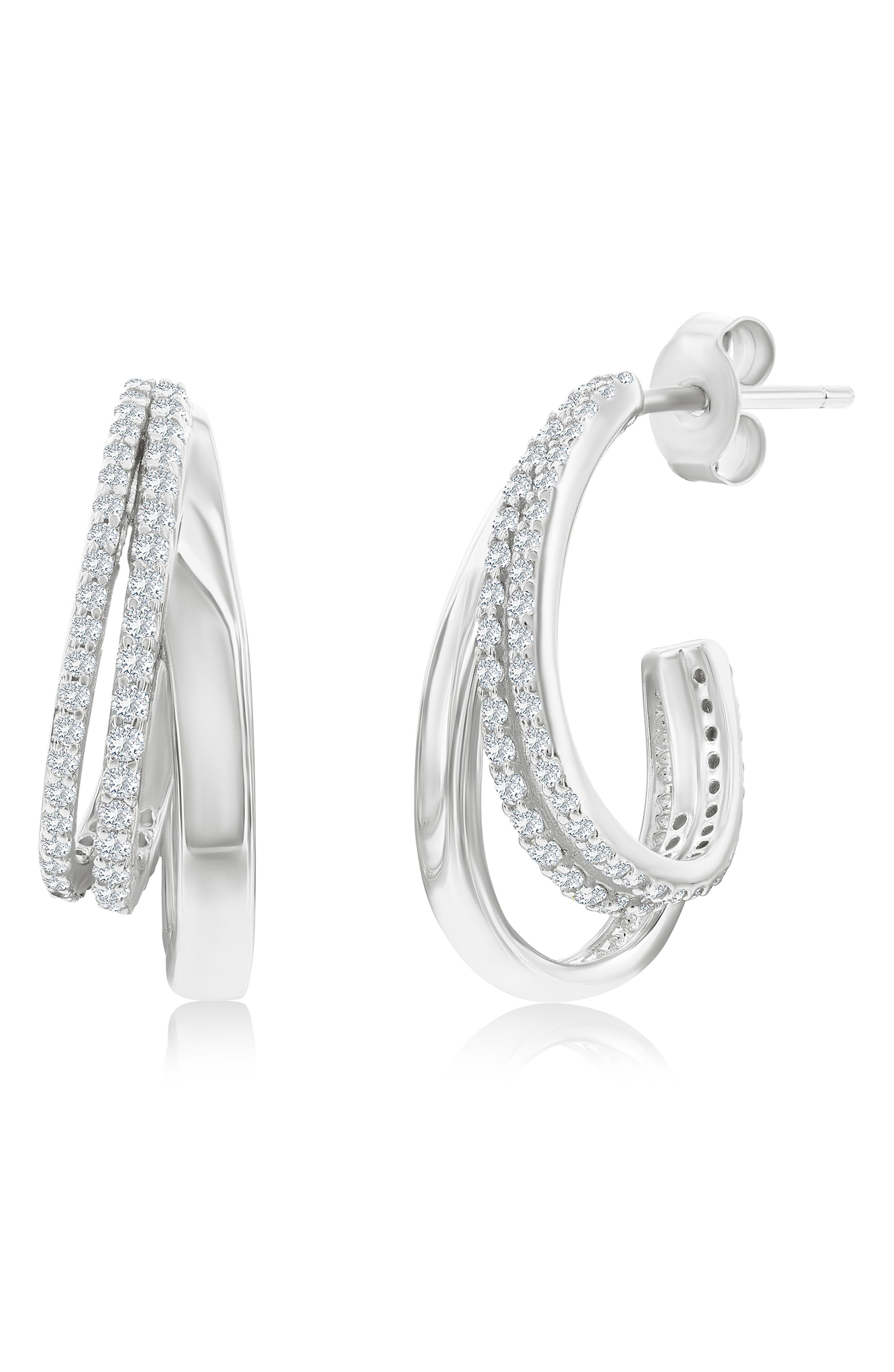 SIMONA Cubic Zirconia Triple Row Hoop Earrings