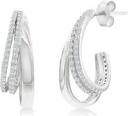 SIMONA Cubic Zirconia Triple Row Hoop Earrings