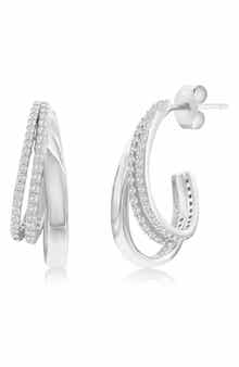 SIMONA Cubic Zirconia Triple Row Hoop Earrings