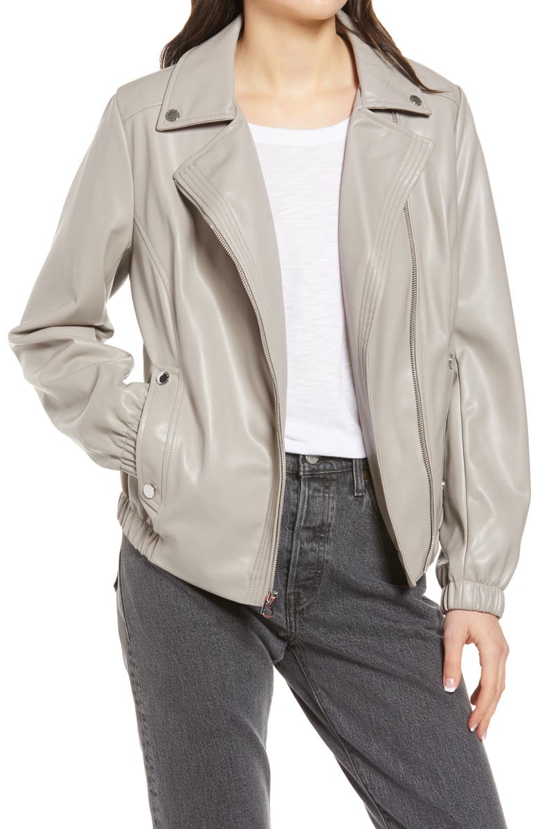 French Connection French Connectioon Asymmetrical Faux Leather Moto Jacket, Main, color, 