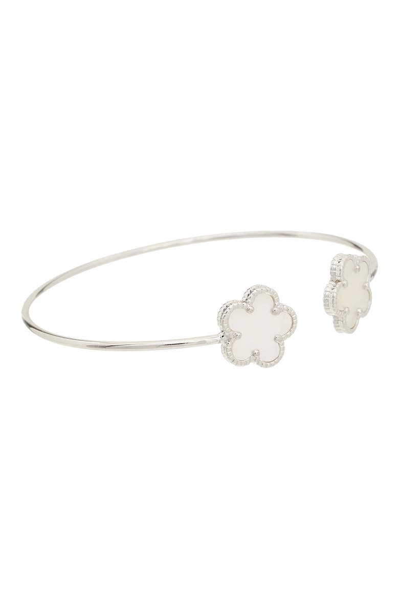 Mother-of-Pearl Cuff Bracelet, Main, color, SILVER