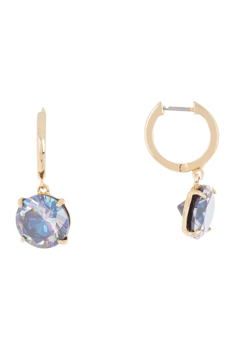 round cz huggie hoop earrings, Main, color, JET