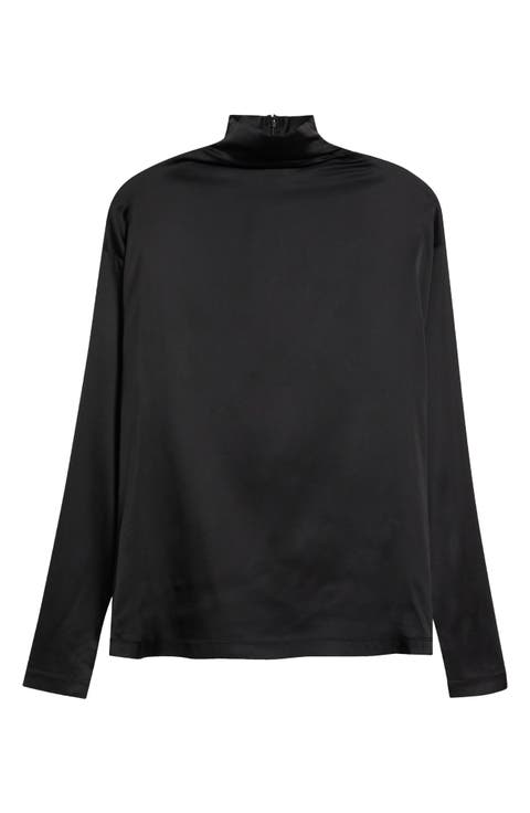 Bryony Satin Mock Neck Top