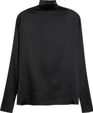 AGOLDE Bryony Satin Mock Neck Top