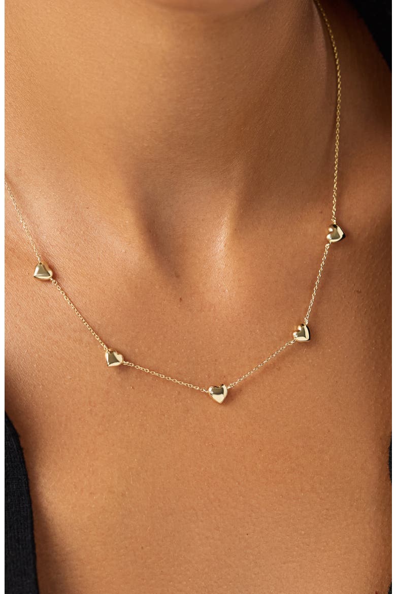 Lev Mini Heart Station Necklace, Alternate, color, GOLD