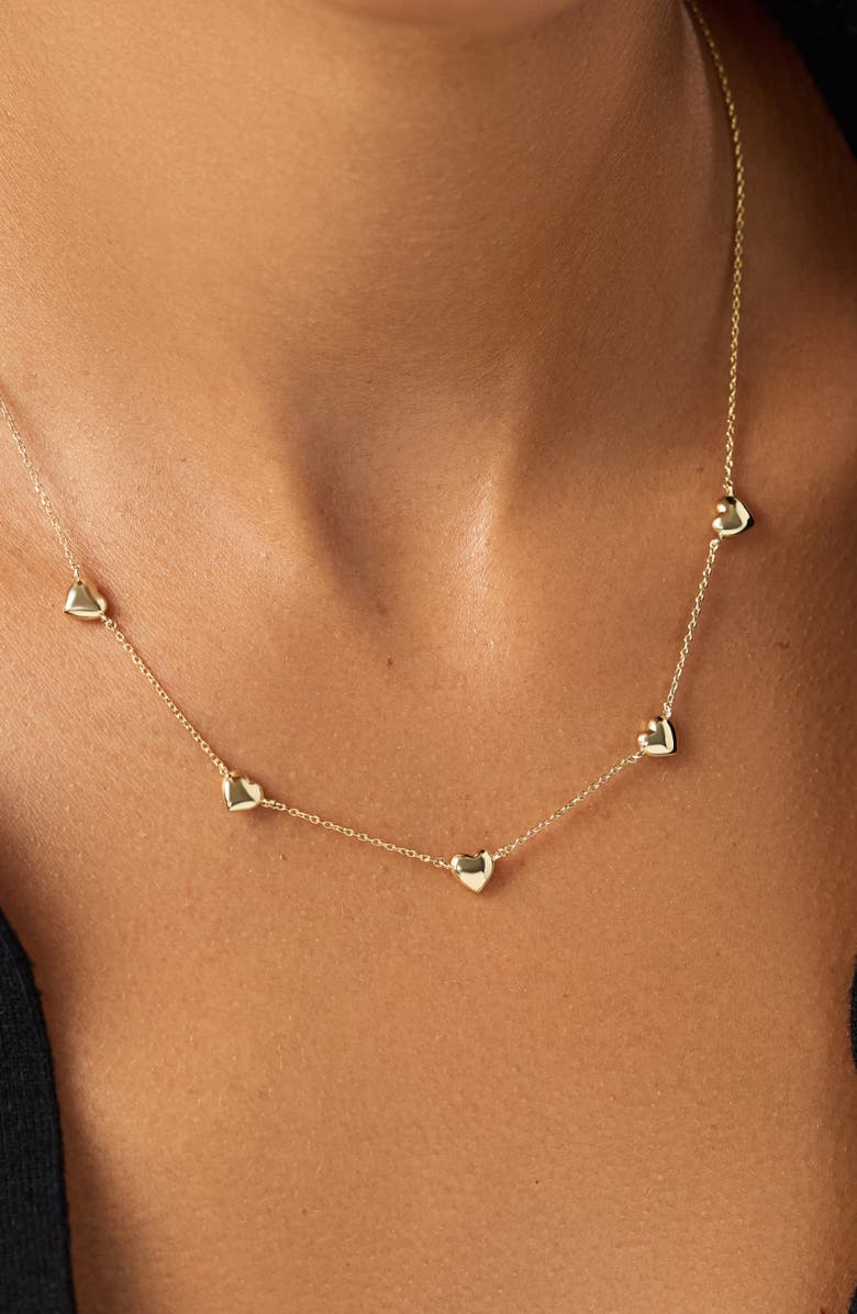 Ana Luisa Lev Mini Heart Station Necklace, Alternate, color, Gold