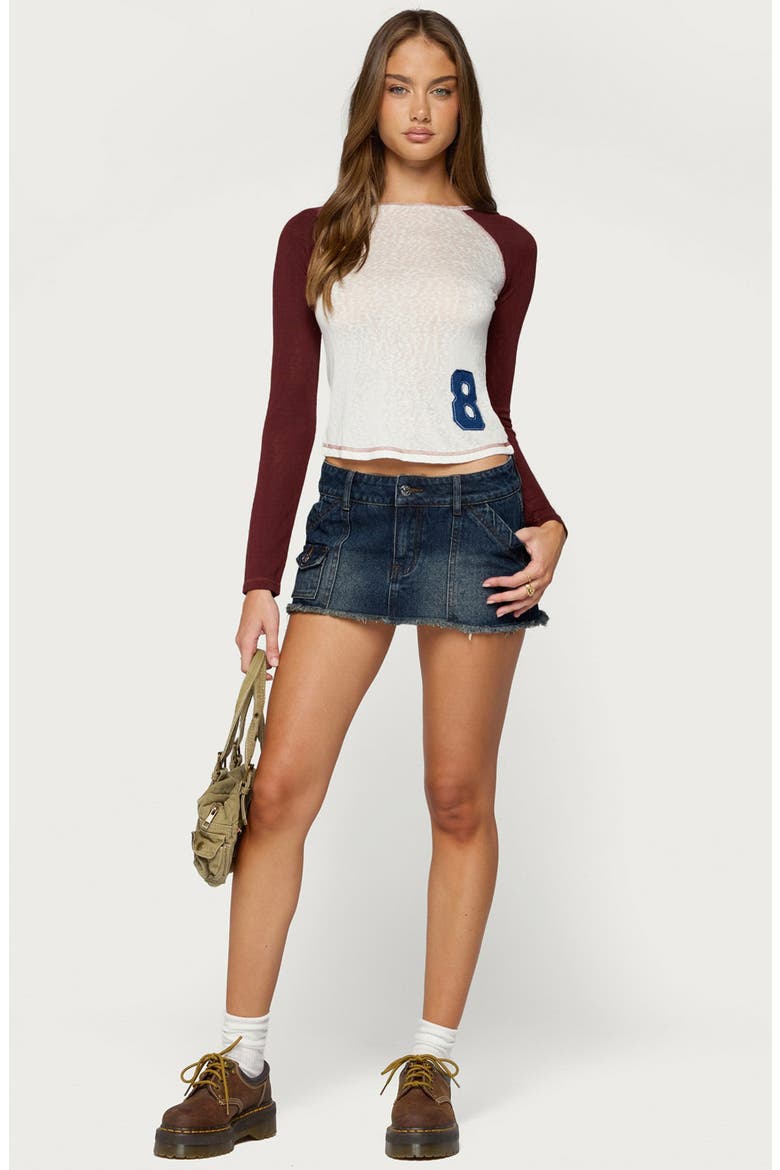 Julika Contrast Long Sleeved Graphic T-Shirt, Alternate, color, BURGUNDY-AND-WHITE