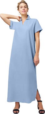Jessica London Linen Short Sleeve Maxi Dress