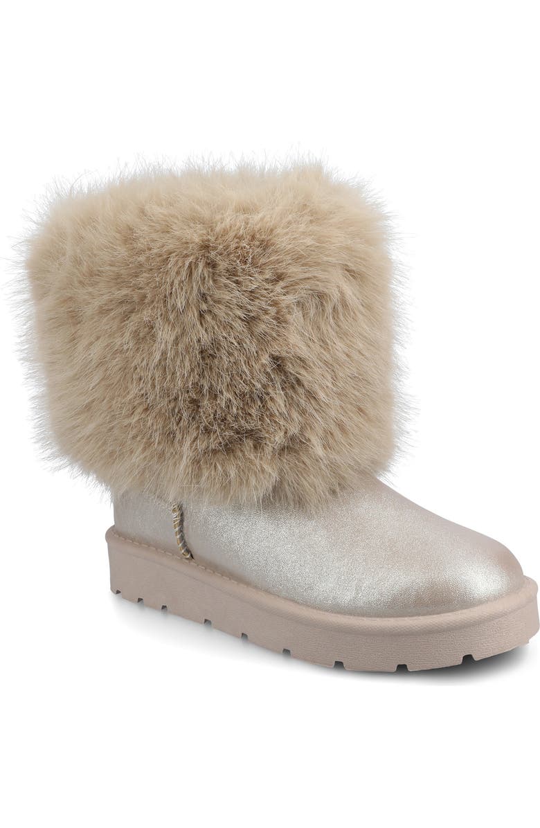 Journee Collection Shanay Faux Fur Boot, Main, color, Champagne