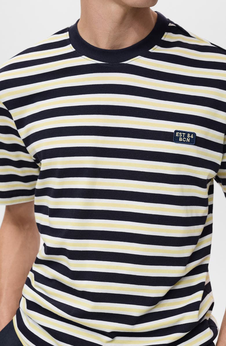 MANGO Regular Fit Stripe Cotton T-Shirt, Alternate, color, Navy