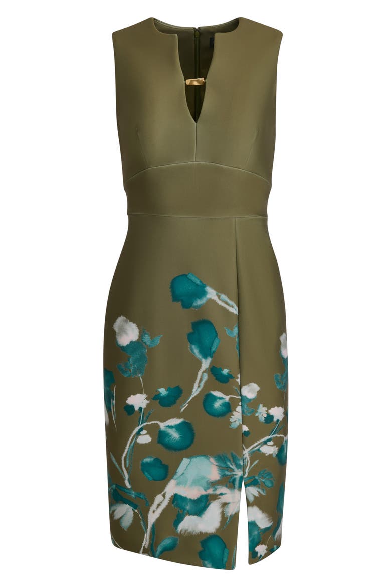 Floral Print Sleeveless Sheath Dress, Alternate, color, ANTIQUE GREEN