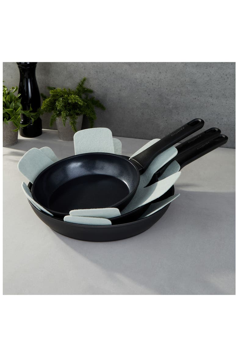 DiNA Helix 3-Piece Fry Pans, Alternate, color, BLACK