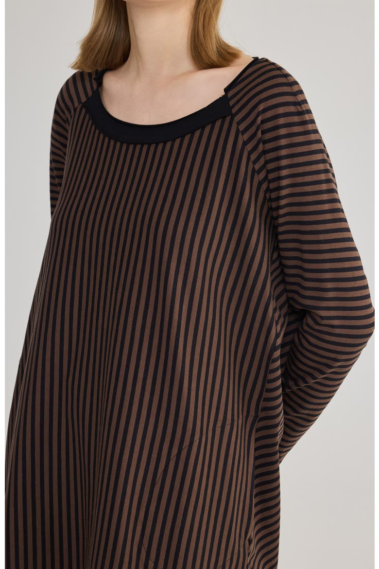Maeva A-Line Cotton Jersey Tunic, Alternate, color, Brown Striped