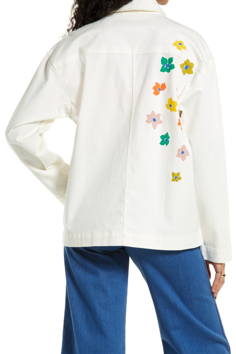Cristina Martinez Stretch Twill Utility Jacket, Alternate, color, IVORY FLOWER POP
