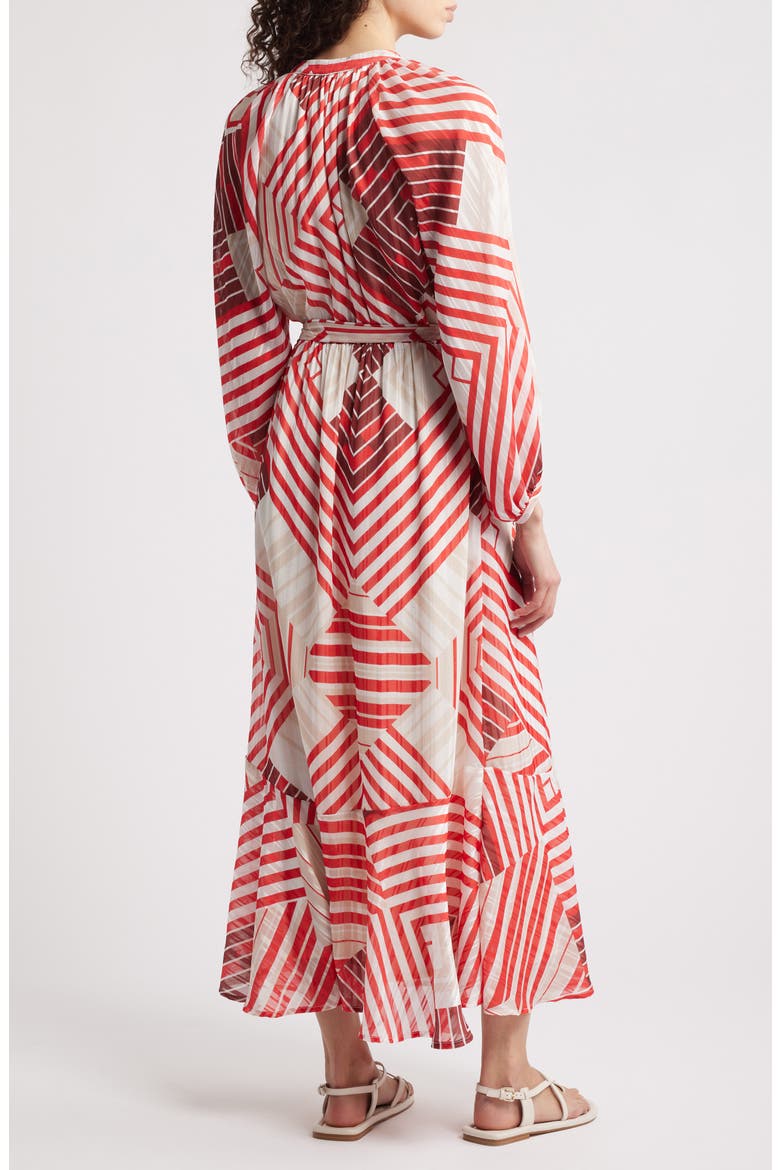Gaeley Print Tie Waist Long Sleeve Maxi Dress, Alternate, color, RED MULTI