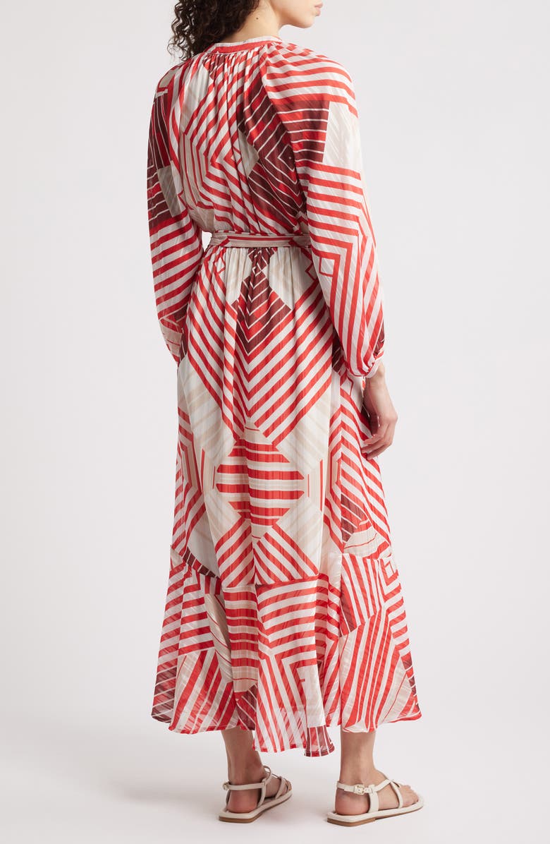 CIEBON Gaeley Print Tie Waist Long Sleeve Maxi Dress, Alternate, color, Red Multi
