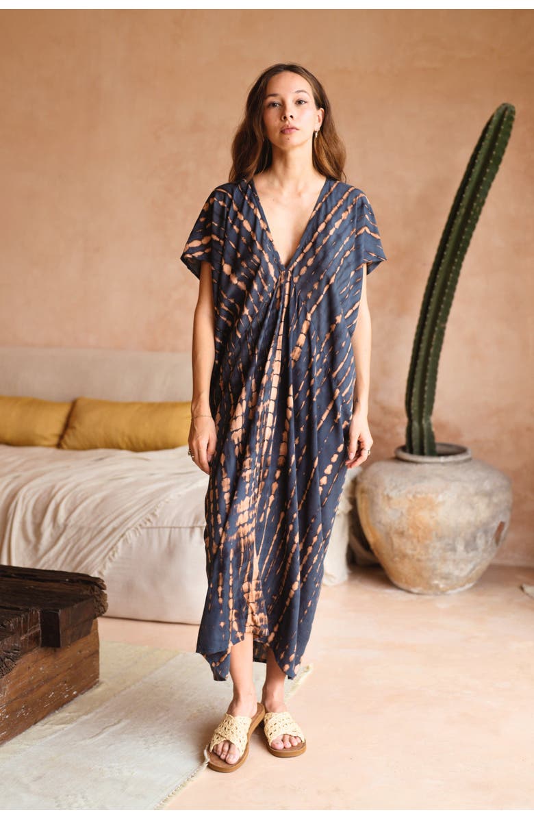 PINK HALEY Madella Printed Kaftan Dress, Alternate, color, Deep Sea Blue