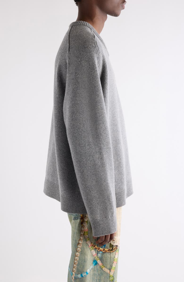 Acne Studios Kaybe Richard Yak Hair & Wool V-Neck Sweater, Alternate, color, Dark Grey Melange