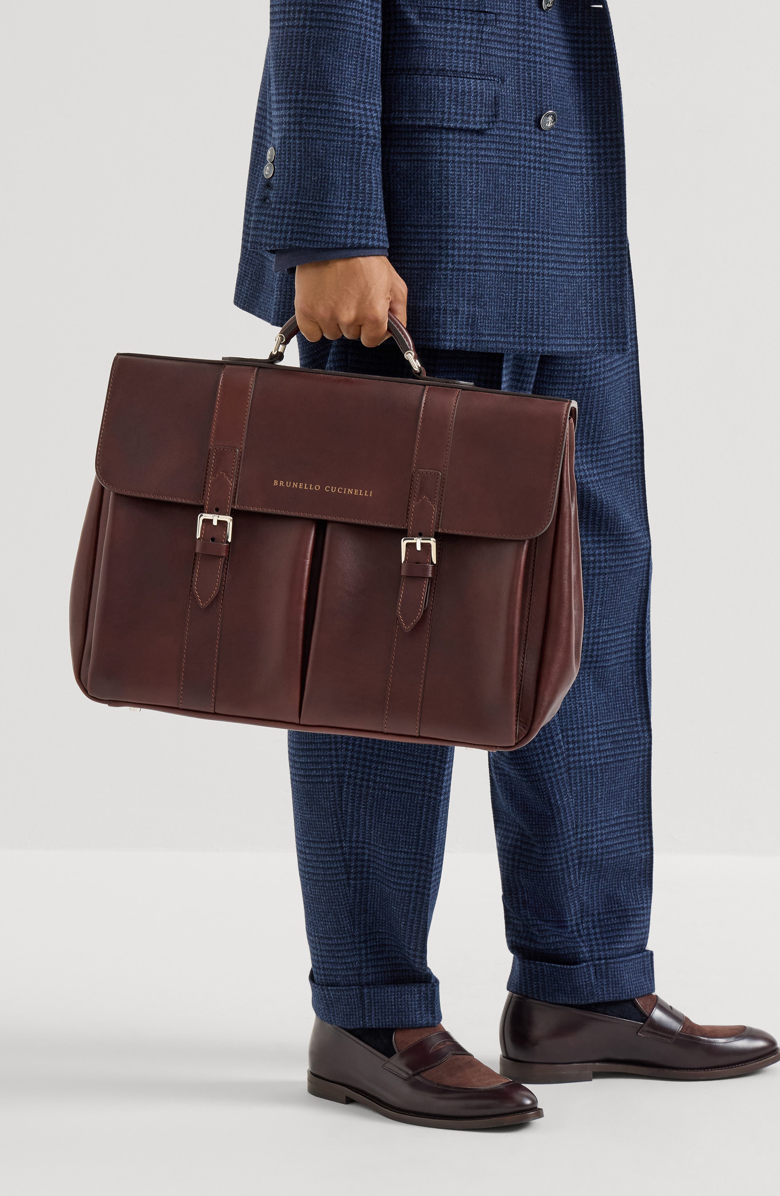 Calfskin briefcase, Alternate, color, Burgundy