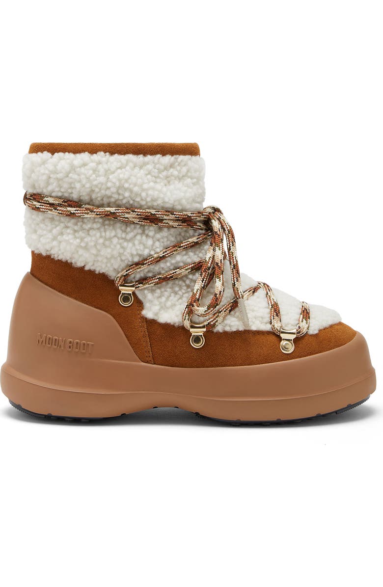 Moon Boot<sup>®</sup> Luna Water Repellent Genuine Shearling Boot, Main, color, Whisky/ Off White