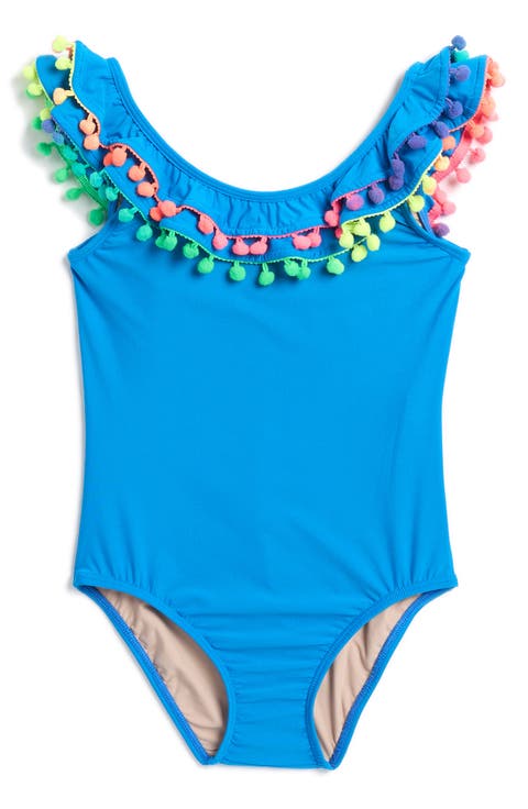 Kids' Pompom Ruffled One-Piece Swimsuit (Little Kid & Big Kid)