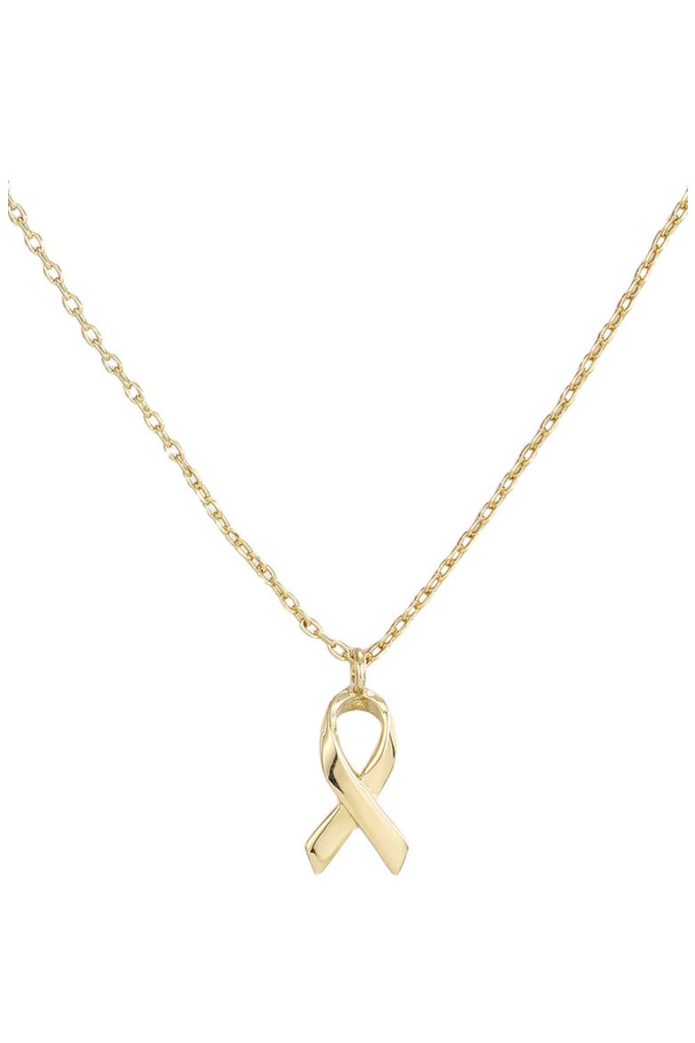 14K Gold Plated Hope Ribbon Pendant Necklace, Main, color, GOLD