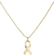 Adornia 14K Gold Plated Hope Ribbon Pendant Necklace