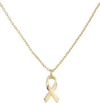 Adornia 14K Gold Plated Hope Ribbon Pendant Necklace | Nordstromrack