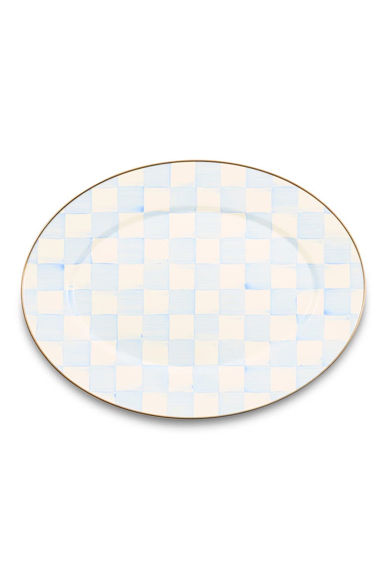 Sky Check Medium Oval Platter, Main, color, BLUE