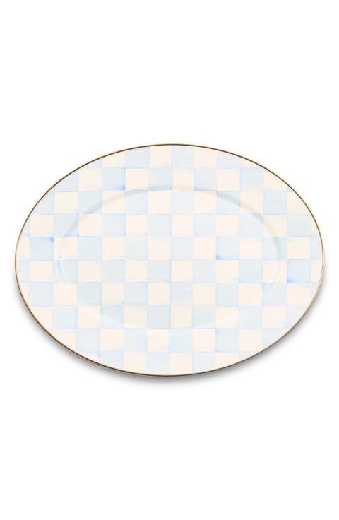 Sky Check Medium Oval Platter