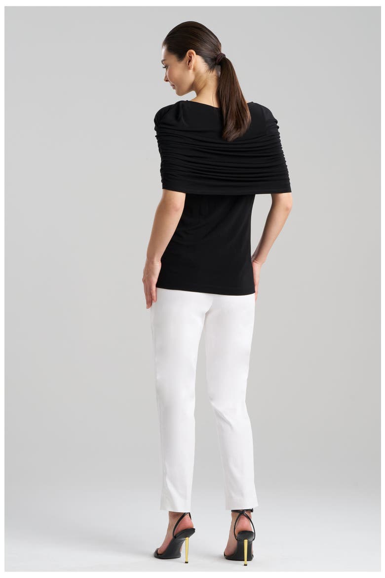 Matte Jersey Rouched Shoulder Top, Alternate, color, BLACK
