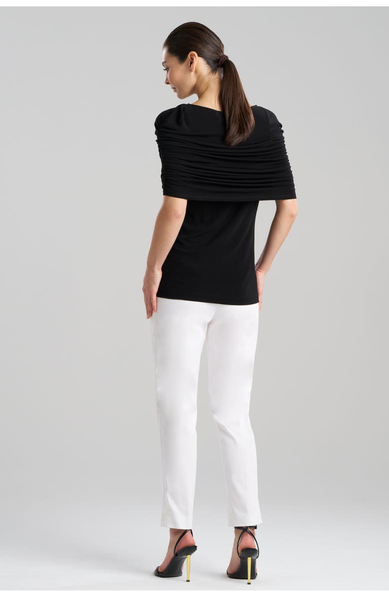 Natori Matte Jersey Rouched Shoulder Top, Alternate, color, Black