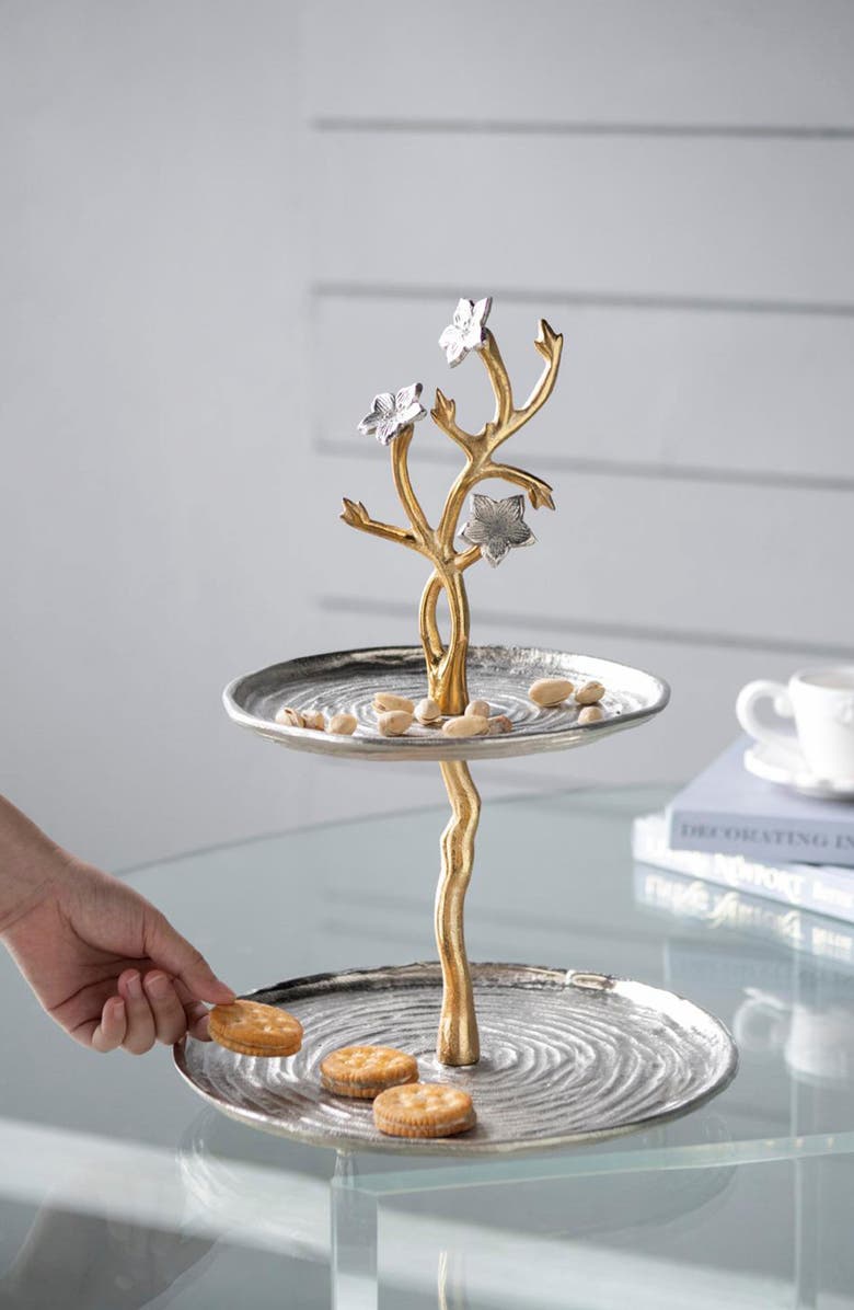 A & B Home Cherry Blossom Tiered Serving Stand, Alternate, color, Gold