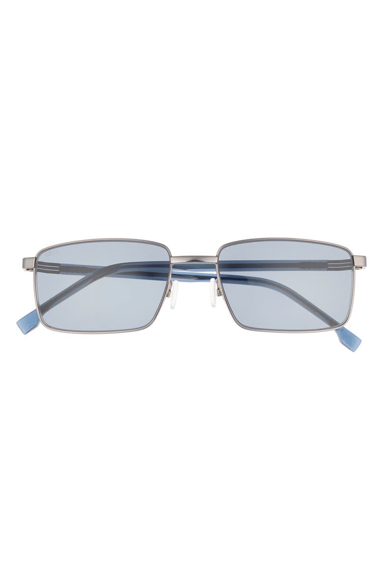 BOSS 57mm Rectangular Sunglasses, Main, color, Ruthenium Blue