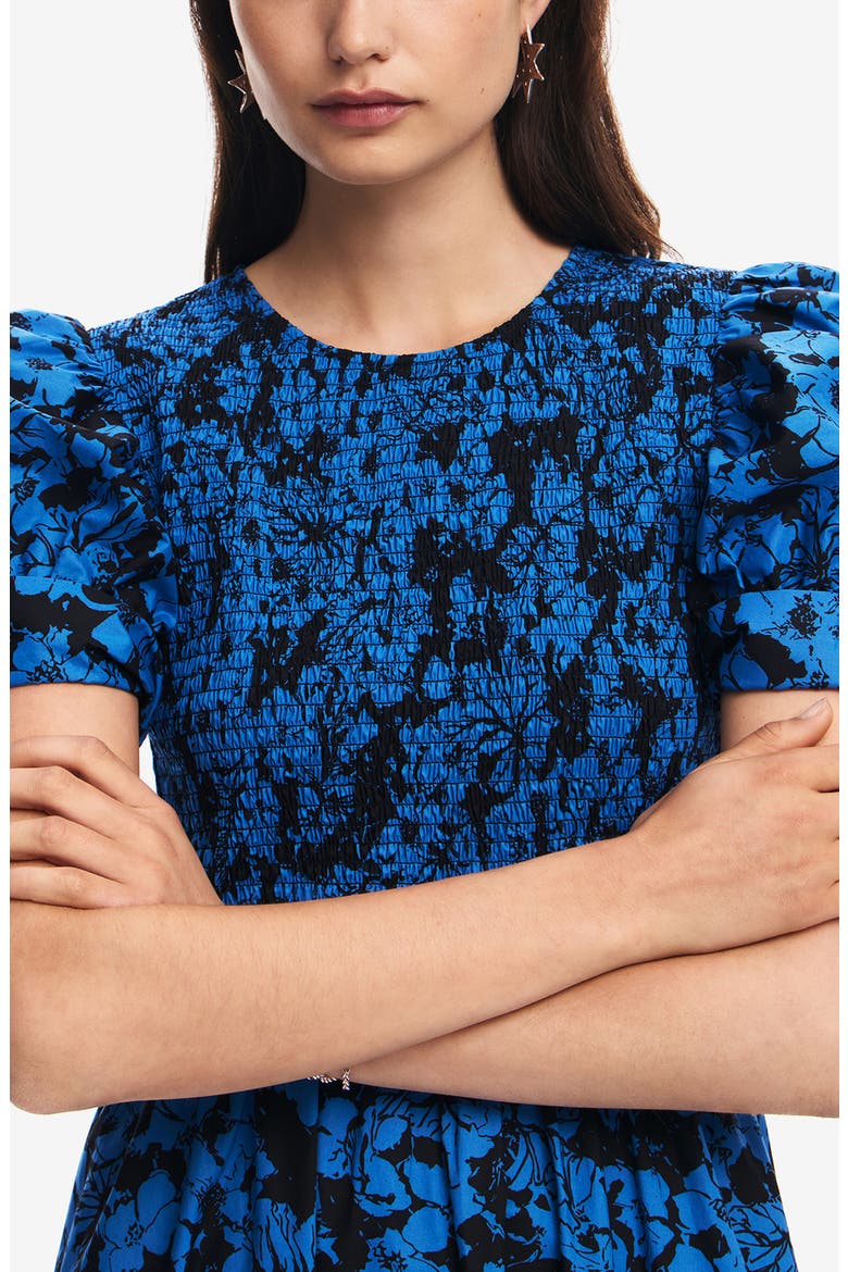 San Diego Puff Sleeve Fit & Flare Dress, Alternate, color, BLUE