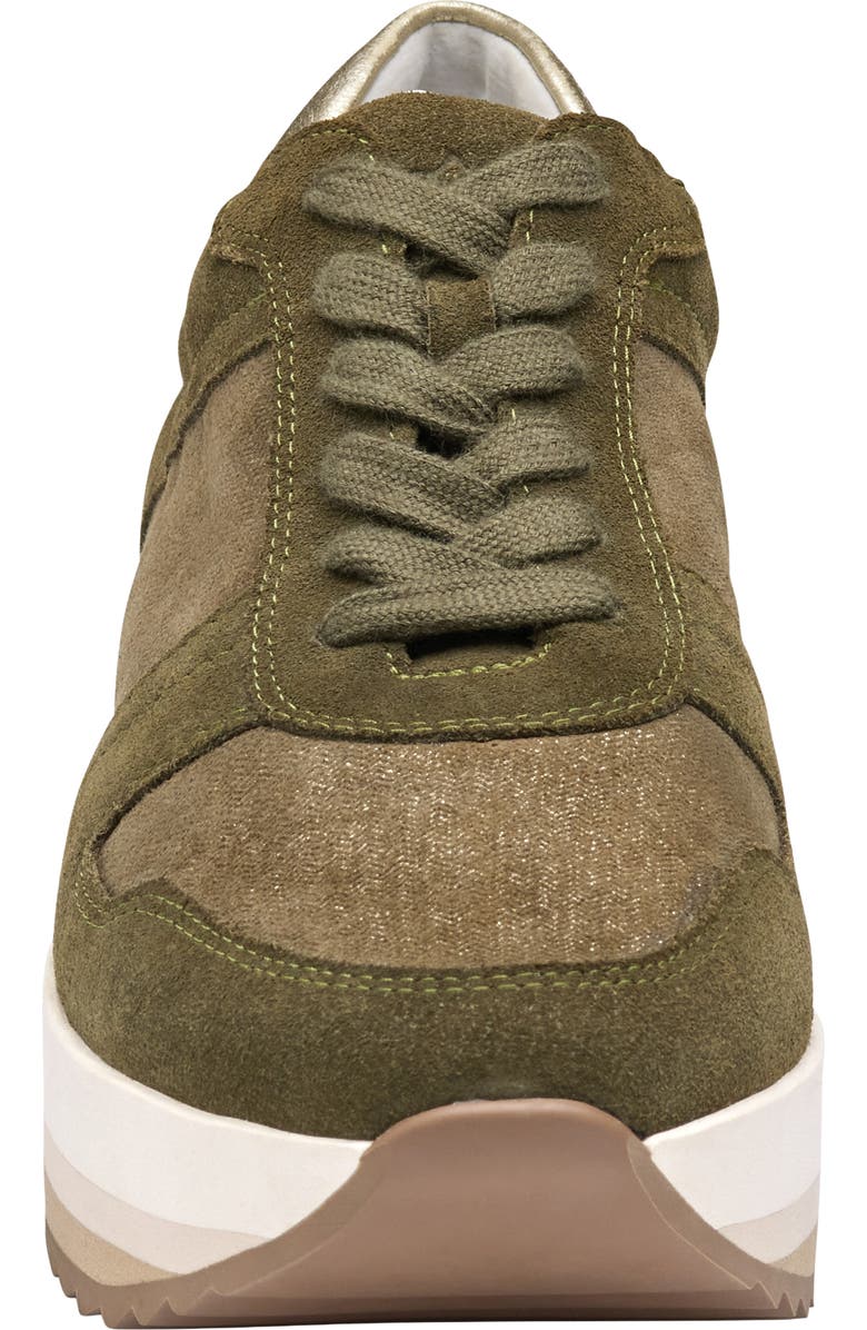 Johnston
Murphy Gracie Colorblock Platform Sneaker, Alternate, color, Olive Suede / Metallic Suede
