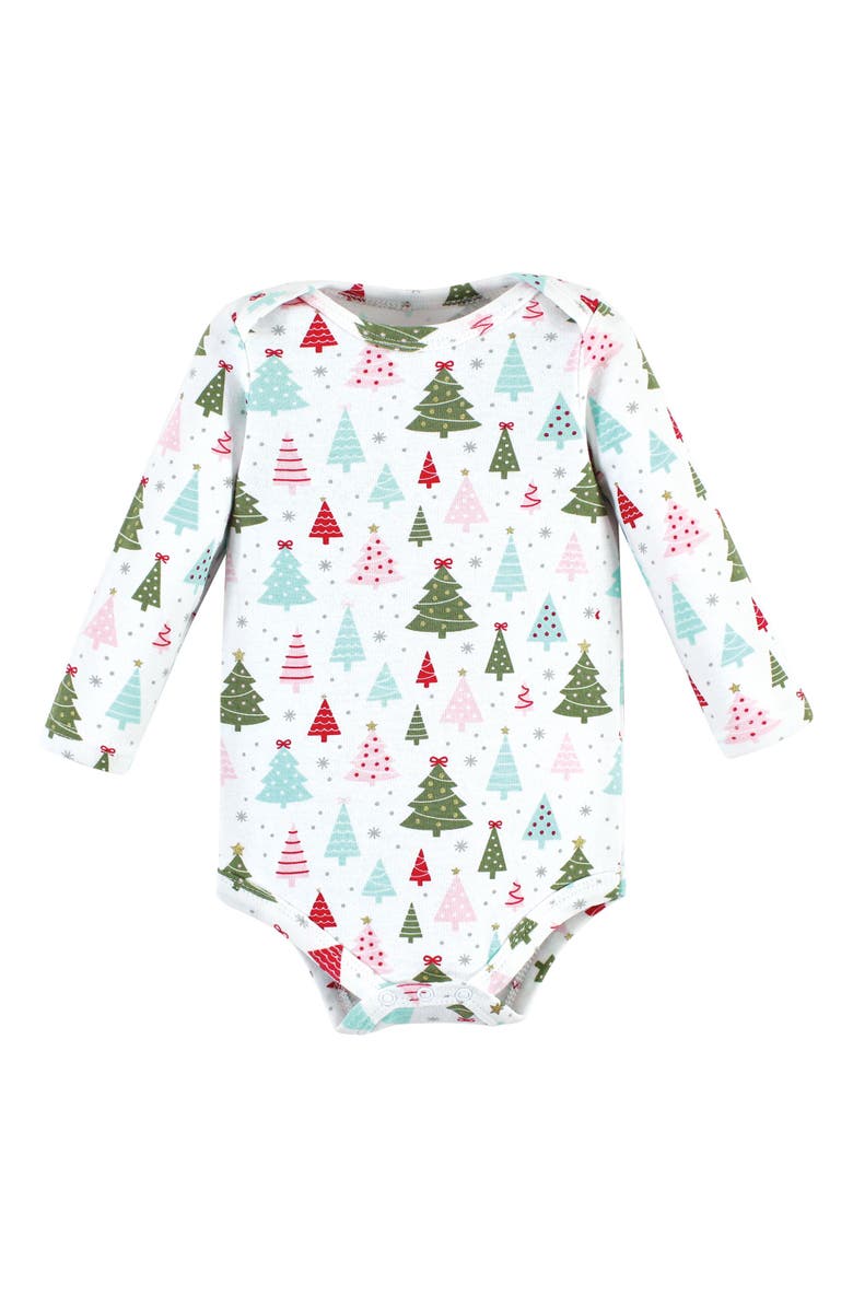 Hudson Baby Cotton Bodysuit and Pant Set, Alternate, color, Red Sparkle Trees